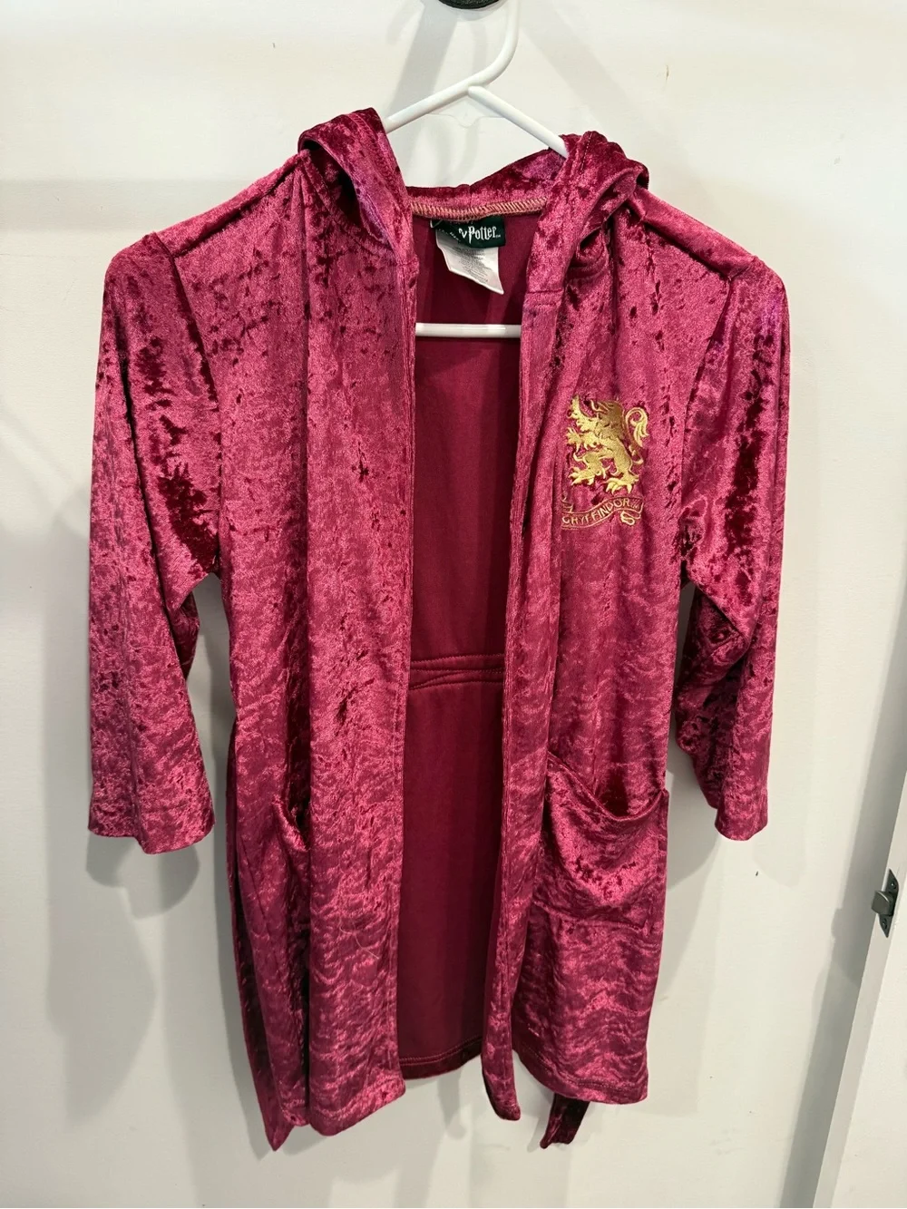 Kids Harry Potter Plush Maroon Gryffindor Hooded Robe